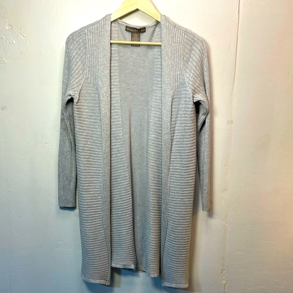 Alexandra + Oak Sweaters - Alexandra & oak Long Grey Open Front Side Slit Long Sleeve Sweater -M-#0026